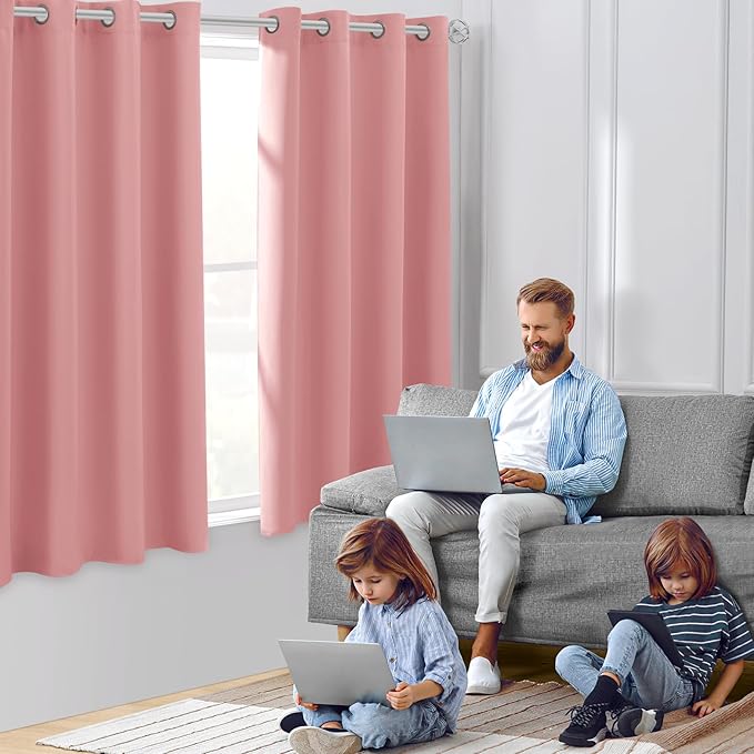 HOMEIDEAS Coral Blackout Curtains - Image 2