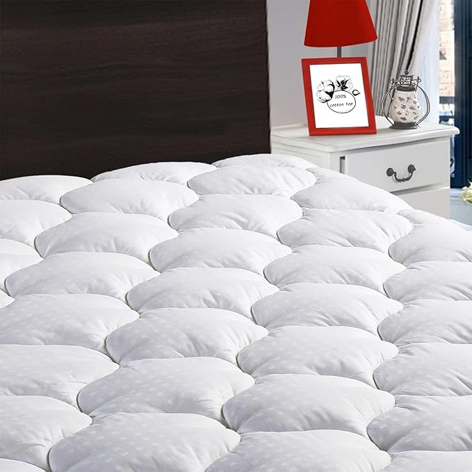 LEISURE TOWN Full Mattress Pad Fitted Quilted Cotton Mattress Cover Cooling by LEISURETOWN