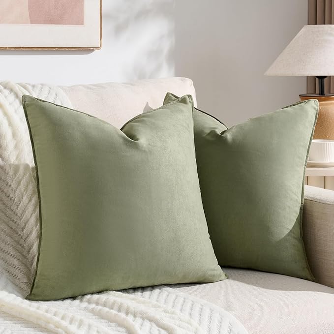 Fancy Homi 2 Packs Sage Green Decorative Throw Pillow Covers 18x18 inch by Fancy+Homi