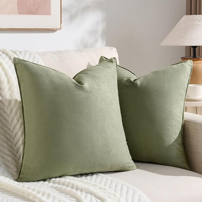 Fancy Homi 2 Packs Sage Green Decorative Throw Pillow Covers 18x18 inch by Fancy+Homi