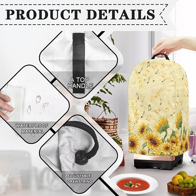 Blender Covers Kitchen Appliance Dust Cover Music Notes Sunflower Blender - Image 4