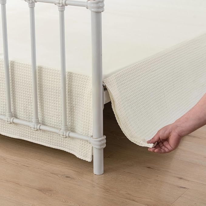 Bed Skirt King Size, Pleated Waffle Weave Bed Skirt by xuandian