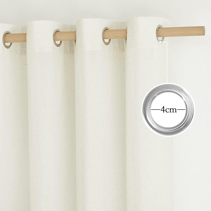 NICETOWN Flax Linen Kitchen Curtains 48 inches Long, Grommet Top Vintage - Image 3