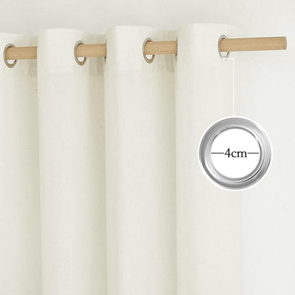 NICETOWN Flax Linen Kitchen Curtains 48 inches Long, Grommet Top Vintage - Image 3