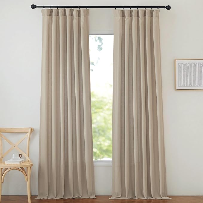 NICETOWN Thick Linen Curtains for Farmhouse 90 inches Long, Pinch Pleated by NICETOWN