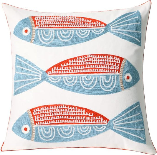 1 PCS Embroidered Throw Pillow Cover Cotton Decorative Square Cushion Cases by UnionKK