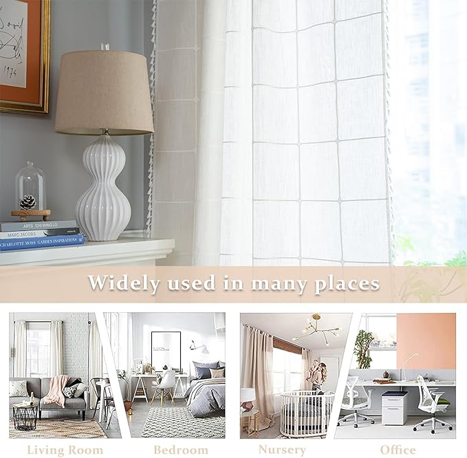 ColorBird White Curtains 84 Inches Long, 2 Panels Farmhouse Window Curtains - Image 5