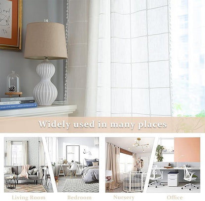 ColorBird White Window Curtains, 2 Panels 63 Inch Farmhouse Window Curtains - Image 5