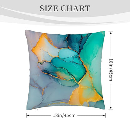 Marble Texture Turquoise Decorative Throw Pillow Covers Teal Gold Pillow Cases - Image 2
