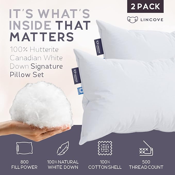 Lincove Signature 100% Canadian White Down Pillow - Image 2