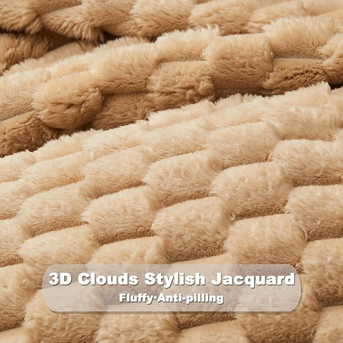 NEWCOSPLAY Super Soft King Blanket Brown Premium Silky Flannel Fleece 3D Clouds - Image 5