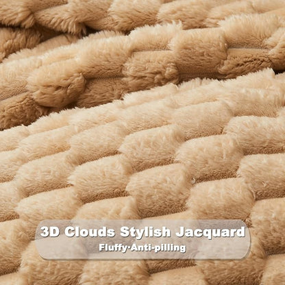 NEWCOSPLAY Super Soft King Blanket Brown Premium Silky Flannel Fleece 3D Clouds - Image 5