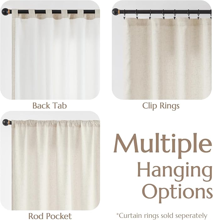 jinchan Linen Blend Curtain for Bedroom 84 Inch Length 2 Panels for Living Room - Image 8
