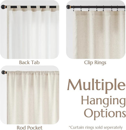 jinchan Beige Lined Linen Blend Curtains - Image 6