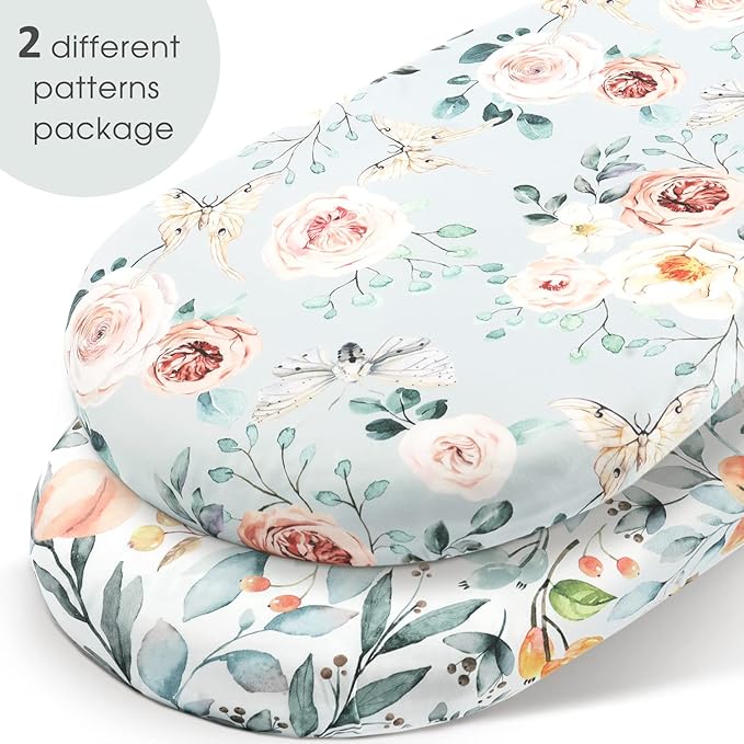 GRSSDER Stretchy Ultra Soft Fitted Bassinet Sheet Set 2 Pack - Image 2