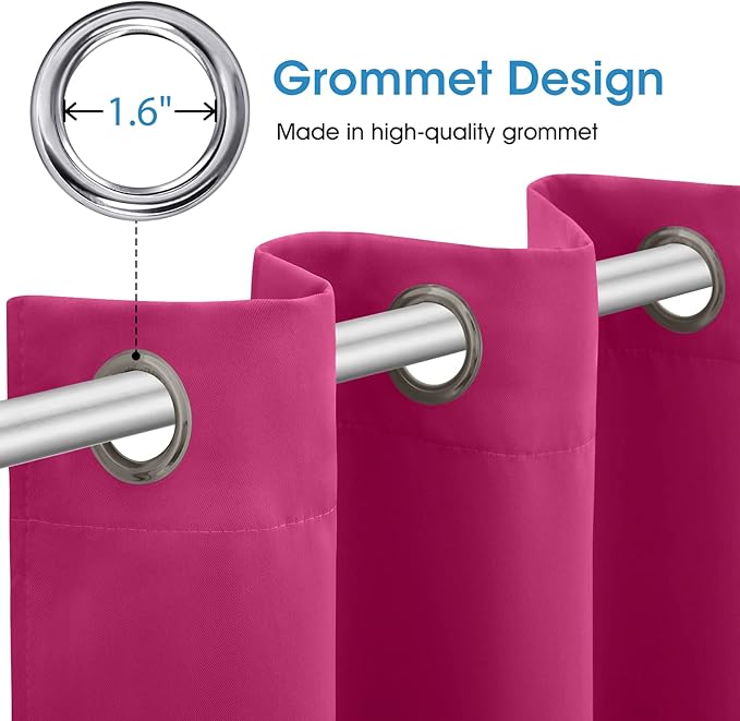 HOMEIDEAS Raspberry Blackout Curtains, Hot Pink Curtains - Image 4