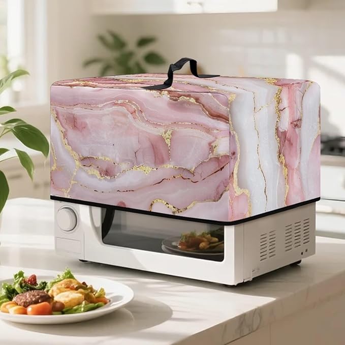 Microwave Oven Cover, Marble Dust Oil Proof Polyester Waterproof Fabric Cloth - Image 3