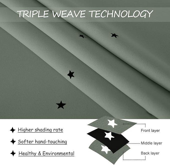 NICETOWN Kids Curtains for Bedroom Thermal Insulated Twinkle Star Curtains for - Image 4