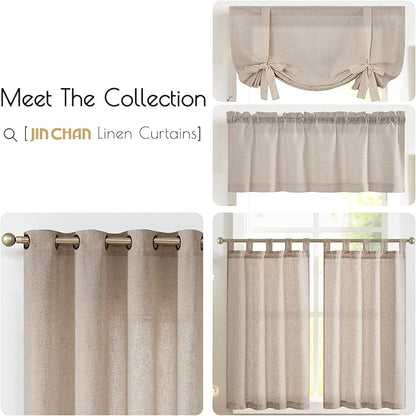 jinchan Grey Kitchen Curtains and Valances Set 3 Pieces Linen Tiers and Valance - Image 8