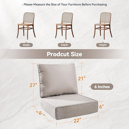 6" Thick Outdoor Cushions 22x24x6, 1-Set Deep Seat Patio Cushions - Image 5