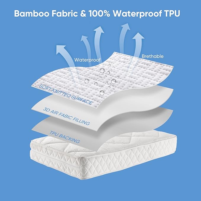 Hanherry 100% Waterproof Mattress Protector Twin Size, Mattress Cover 3D Air - Image 7