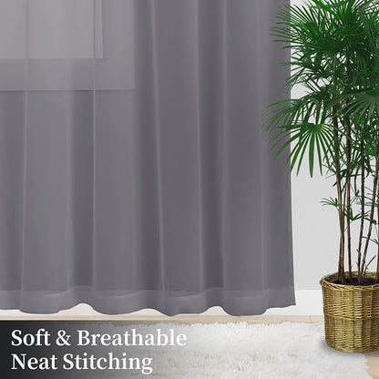 Sheer Curtains 45 Inches Long 2 Panels, Rod Pocket Short Curtain - Image 8