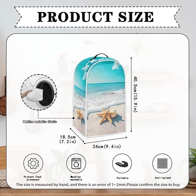 Beach Teal Blender Cover for Kitchen Countertop Starfish Small Appliance Dust - Image 5