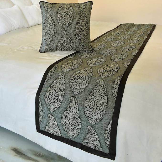 The HomeCentric King/Queen/Twin Grey Decorative Twin 53"x18" Bed Runner by TheHomeCentric