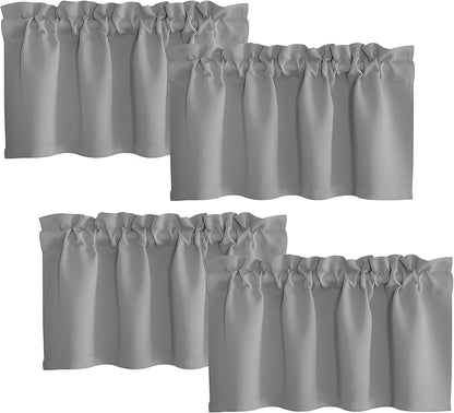 NICETOWN 4 Panels Silver Grey Bathroom Curtains Window Valance Thermal by NICETOWN