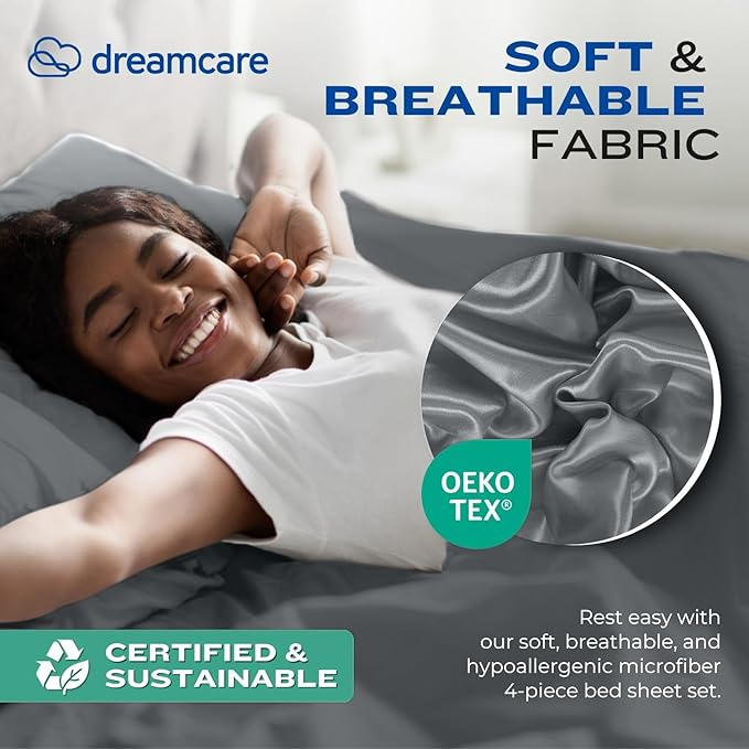 DREAMCARE Full Size Sheets – 4 pcs Cooling Sheets – up to 21” Deep Full Sheet - Image 6