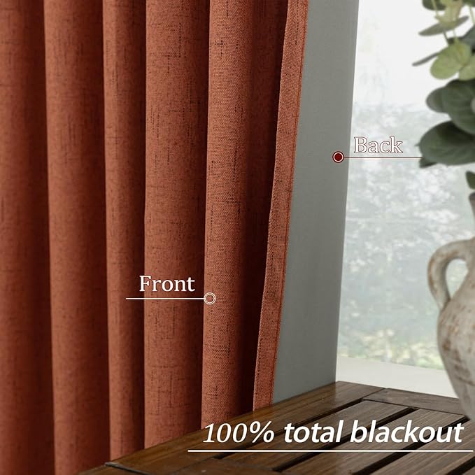 KOUFALL Bohemian Curtains for Living Room, Back Tab Terracotta Boho Farmhouse - Image 5