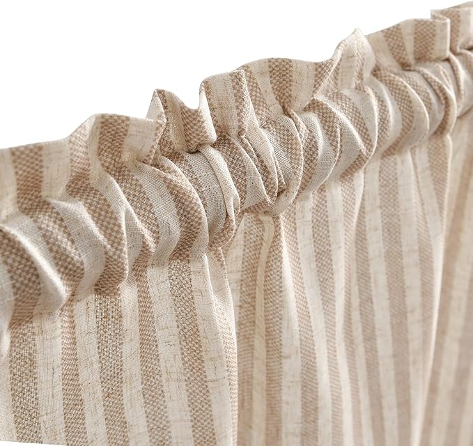 Vangao Stripe Farmhouse Kitchen Curtains 36 Inch Length Linen Cafe Curtains - Image 5