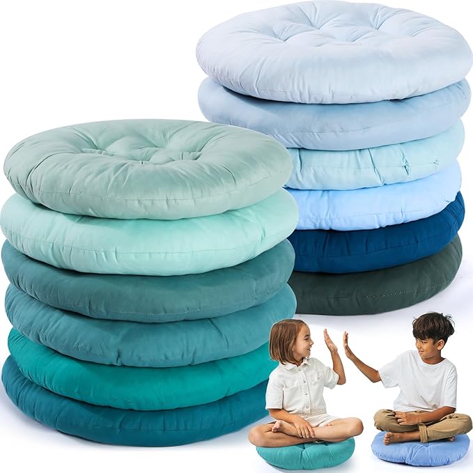 Fumete 12 Pcs Floor Pillows Cushions Seating 16 x 16 Inches Color Round Seat by Fumete