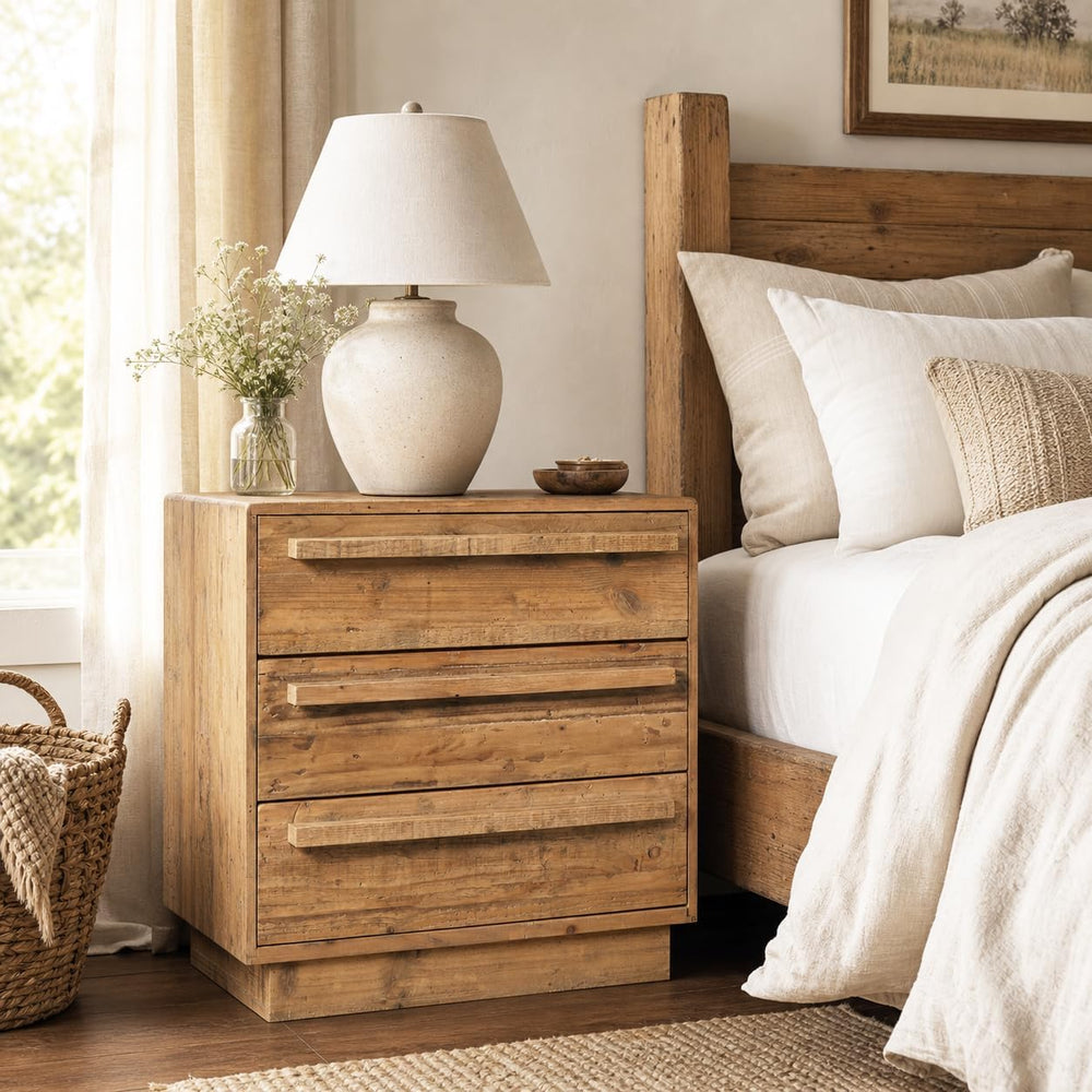 HOKYHOKY Reclaimed Solid Wood Nightstand-24 Inches Large End Table