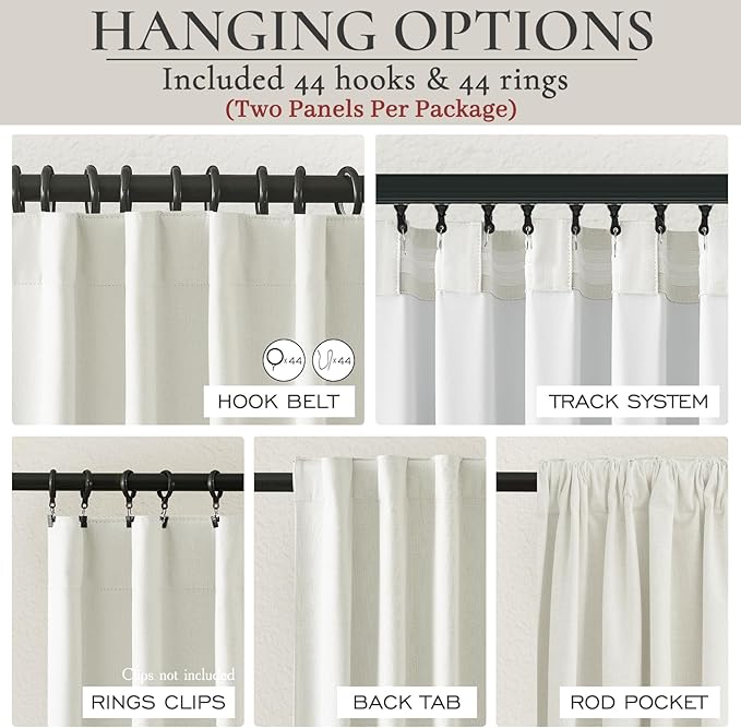 Cute Blackout Curtains 70 Inches Extra Wide Linen 96 Inch Length - Image 4