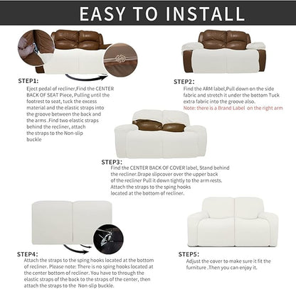Easy-Going 6 Pieces Recliner Loveseat Stretch Sofa Slipcover Sofa Cover - Image 4
