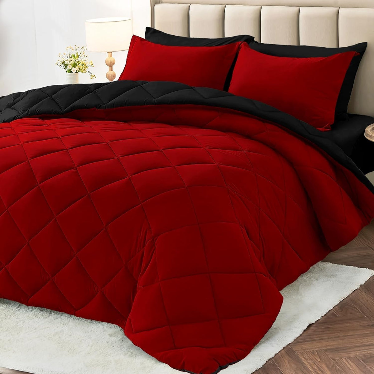 muxhomo full comforter set 7 pieces, reversible bed, main product view
