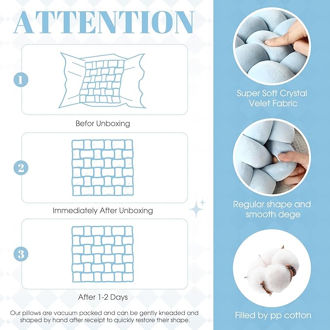 Wenqik 2 Pcs Knot Pillows Square Knotted Plush Throws Soft Accent Pillows - Image 2