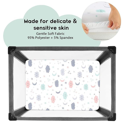 Yoofoss Pack and Play Sheets Fitted, Mini Crib Sheets 2-Pack - Image 2