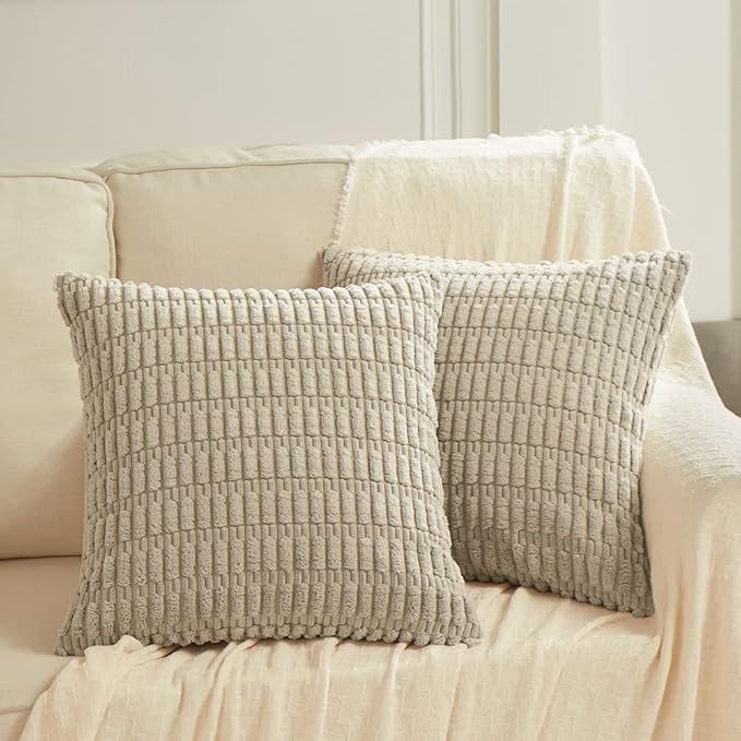 Fancy Homi 4 Packs Taupe Decorative Throw Pillow Covers 22x22 Inch - Image 6