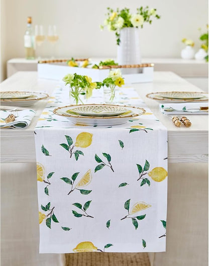Solino Home Lemon Print Table Runner 72 Inches Long by SolinoHome