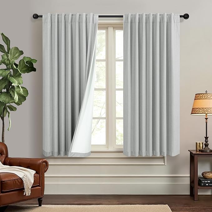 Grey Short Small Window Room Darkening Curtains 54 Inches Long 2 Panel by DANCURTON