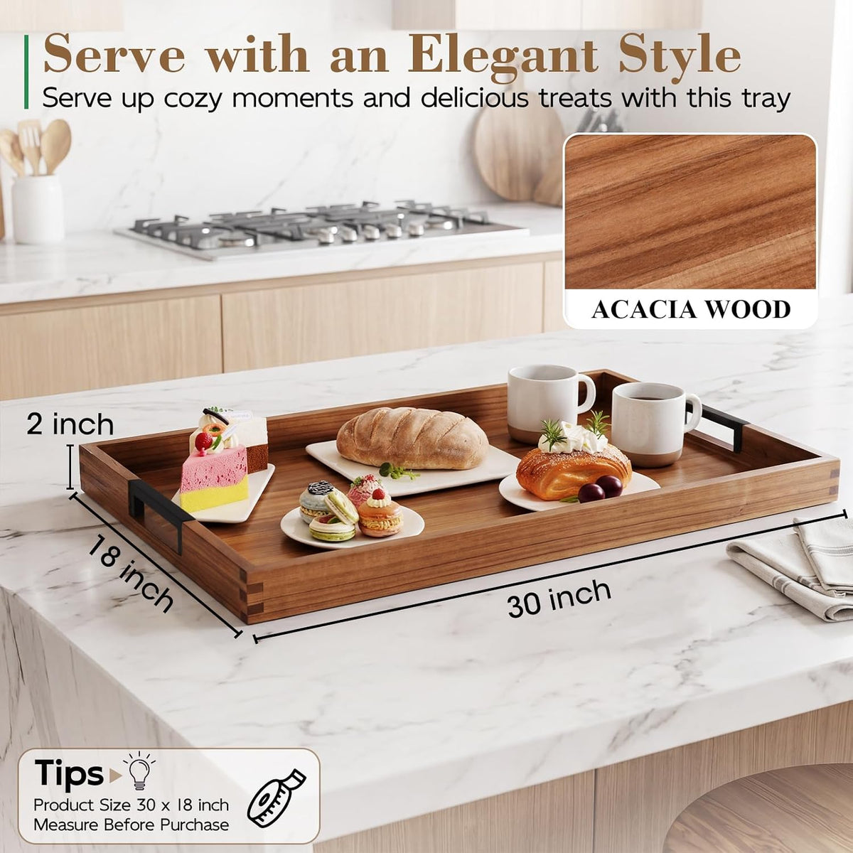 joy&grace large ottoman tray for living room and shown in use
