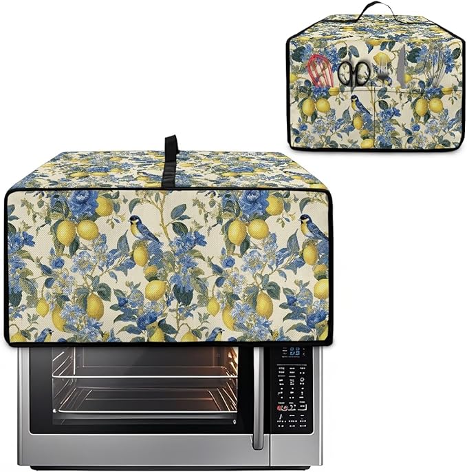 Lemon Floral Robin Bird Print Microwave Oven Dust Cover Heavy Duty Microwave - Image 2