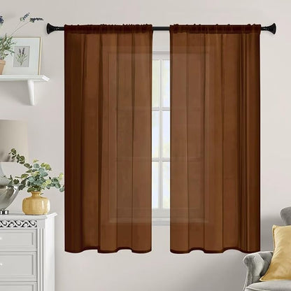Sheer Curtains 84 Inches Long 2 Panels, Rod Pocket Short Curtain - Image 9