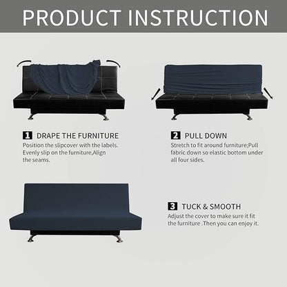 Easy-Going Stretch Futon Slipcover Armless Futon Bed Cover Furniture Protector - Image 6
