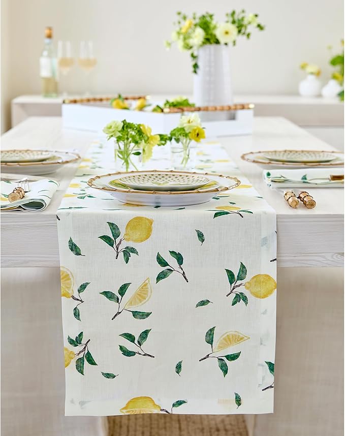 Solino Home Lemon Print Table Runner 60 inch by SolinoHome