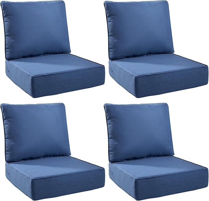 6" Thick Outdoor Cushions 24x24x6, 4-Set Deep Seat Patio Cushions by Pugire