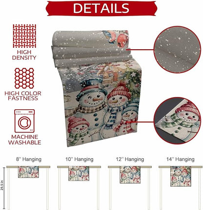 Christmas Table Runner, 13x72 Inch, Snowman Family Table Runners Pine Tree Snow - Image 5