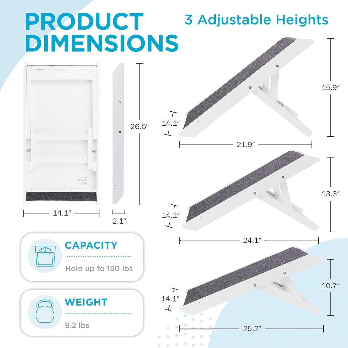 internet's best adjustable pet ramp | decorative wooden, close-up detail